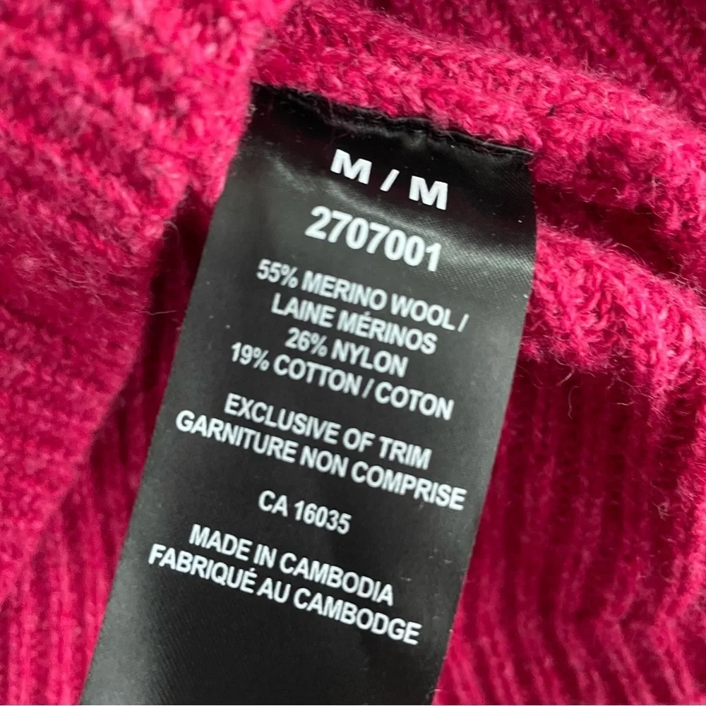 Tahari Merino Wool Knit Sweater Cowl Neck Pullover Dark Pink Size Medium - Picture 6 of 8